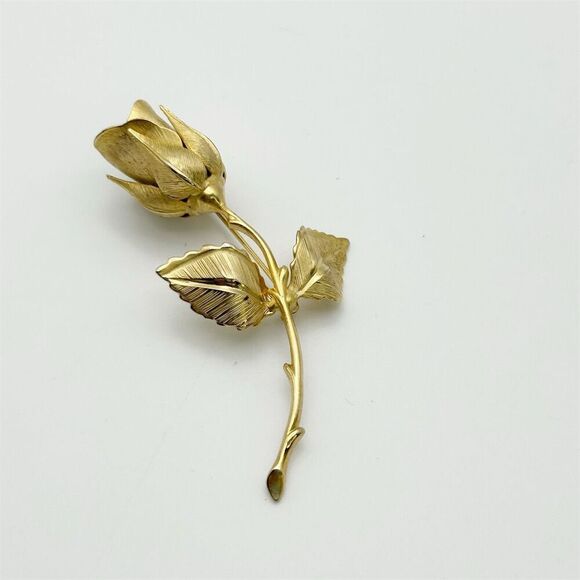 Vintage Giovanni Gold Tone Rose Flower Brooch Pin 3" Signed Elegant Classic - Picture 1 of 9